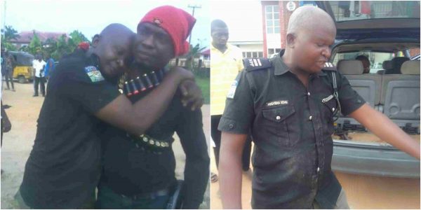 Policeman hugs Vigilante member who rescued him from kidnappers lailasnews 4