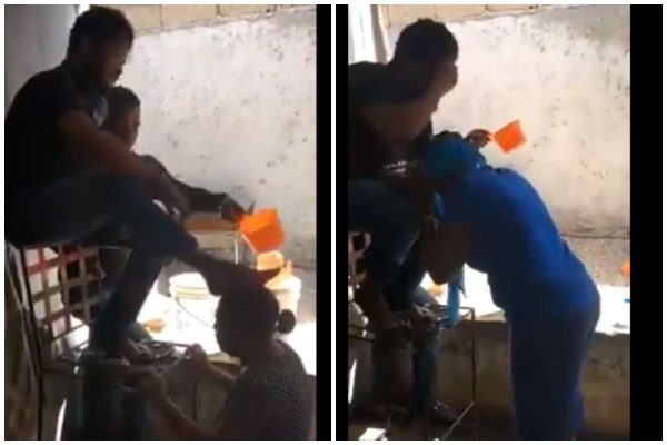 Video shows pastor washing his legs on the head of his members lailasnews