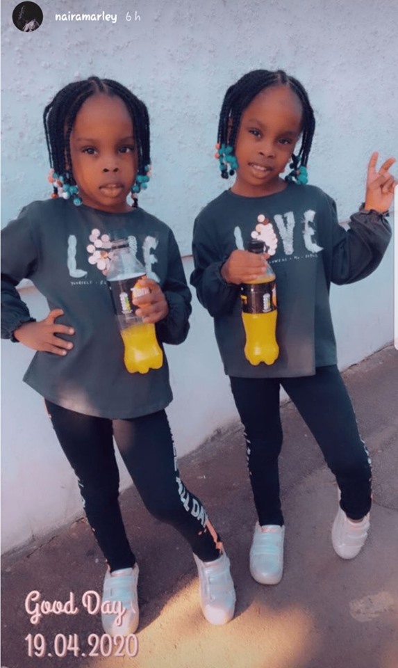 Naira Marley shares photos of her twin girls Aisha and Samiat