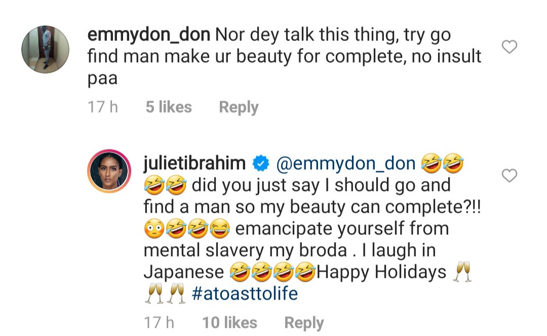 Juliet Ibrahim replies