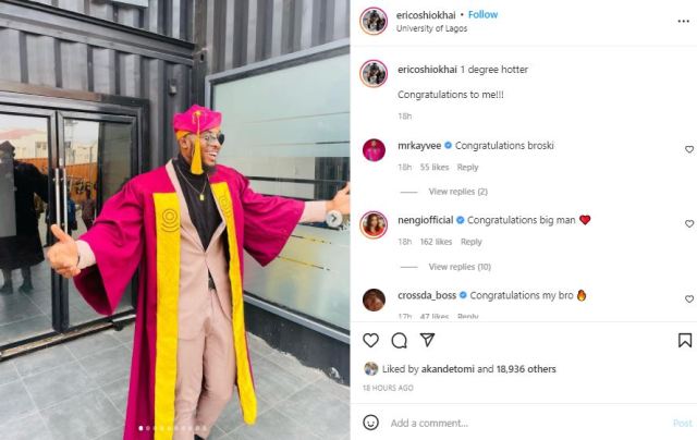 BBNaija's Eric celebrates 