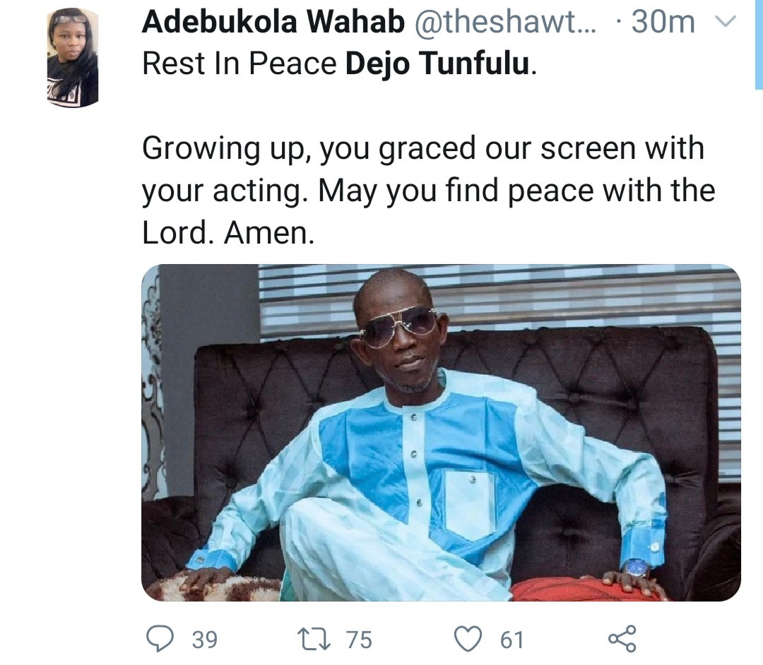 Comic actor Dejo Tunfulu is dead; Nollywood mourns 