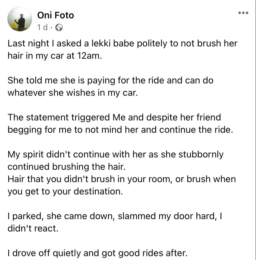 Cabbie handles Lekki babe