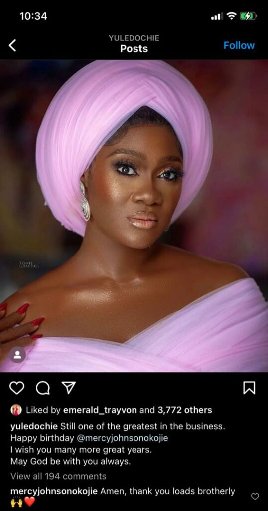 Netizens drag Mercy Johnson 