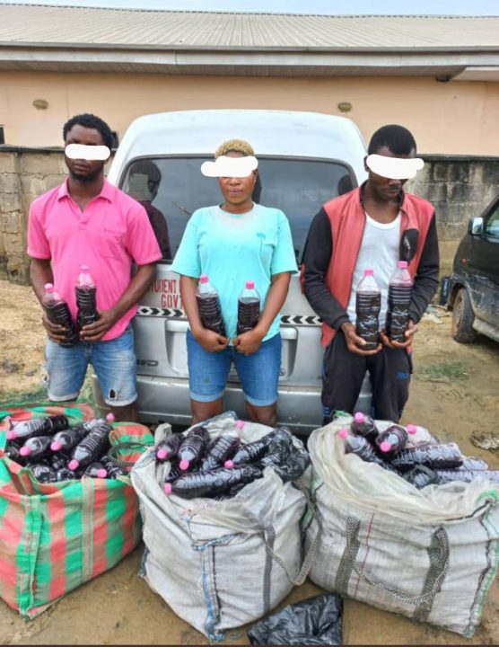 suspects caught with skuchies bottles in Lagos