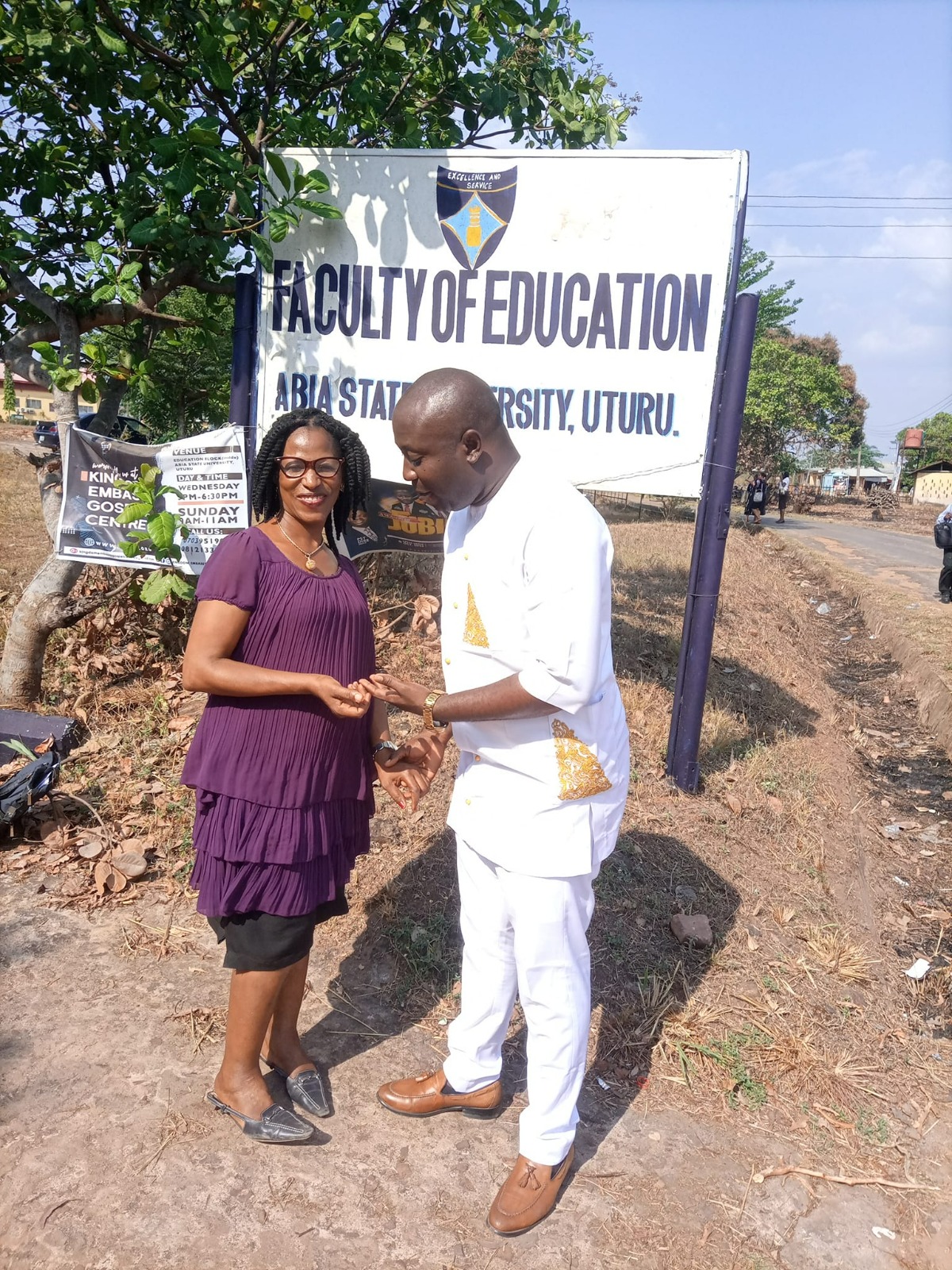 Anucha Wisdom with his nursery school teacher, Aunty Ijeoma