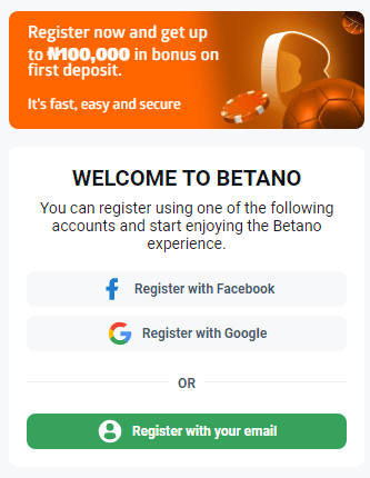 betano registration form