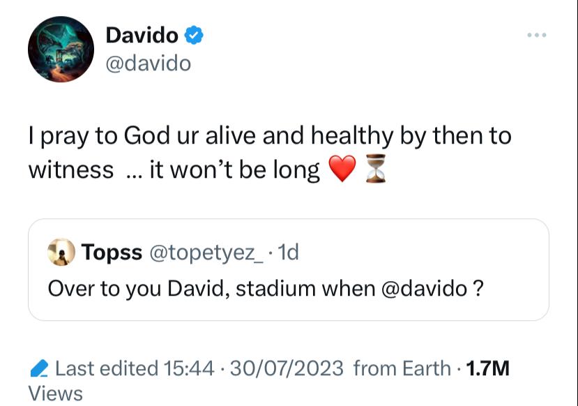 Davido replies