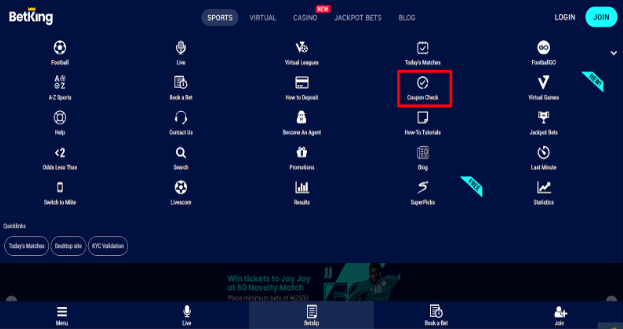 betking coupon check