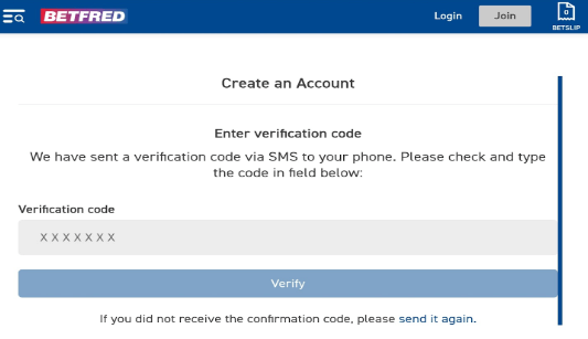 betfred verification code