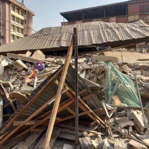 Scene of the building collapse