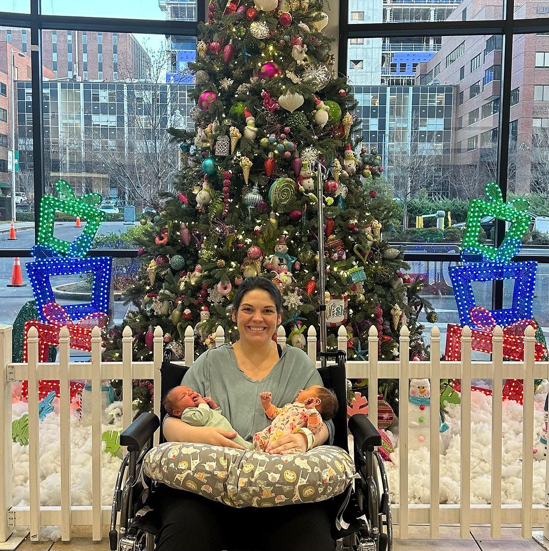 Kelsey Hatcher with her twin girls