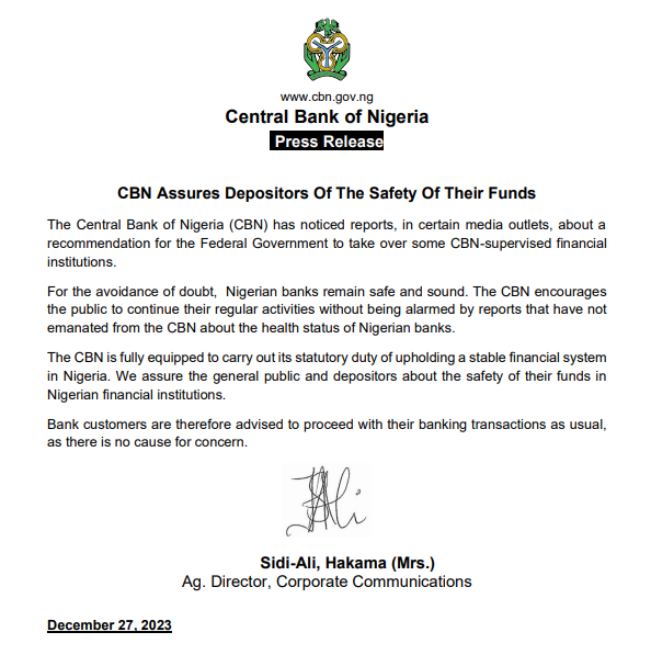 CBN Statement