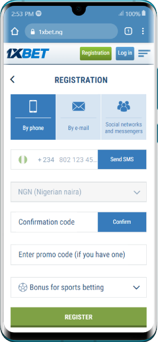 Registration 1xBet
