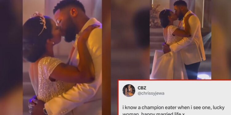 Social Media Abuzz Over Video Of Newlyweds Sharing A Steamy Kiss At Their Wedding Goes Viral (WATCH)