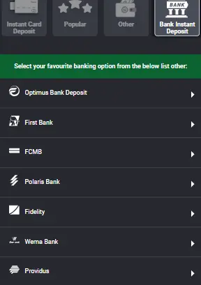 bank payment methods bet9ja