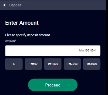 enter amount deposit