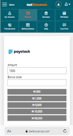 deposit with paystack