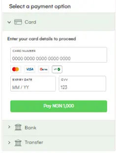 select payment option