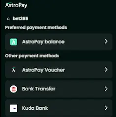 Deposit Money on bet365 via AstroPay