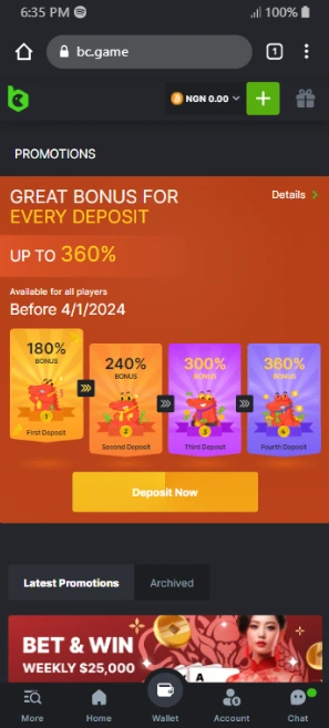 Deposit Bonus BC.Game