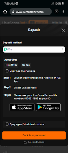 LiveScore Bet deposit methods