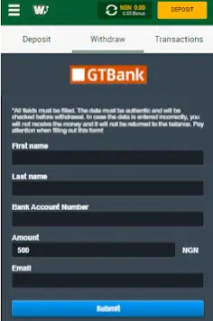 withdraw form