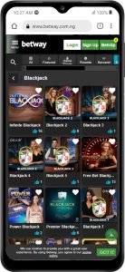 betway live blackjack