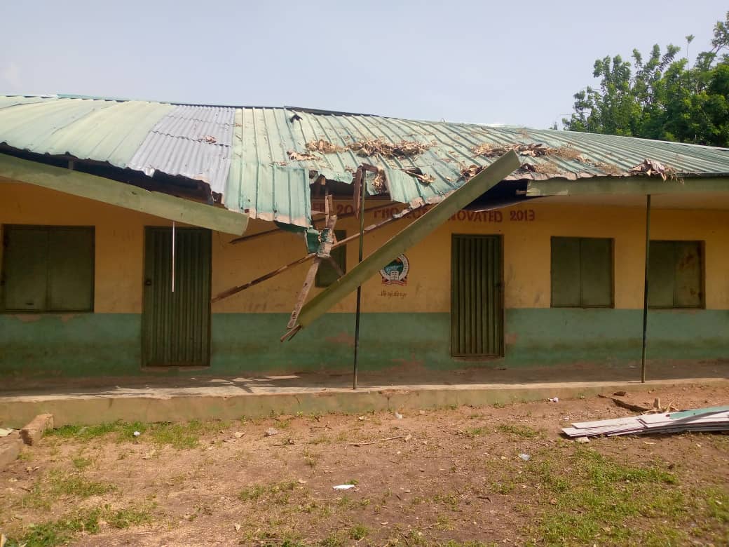 School building affected by rainstorm in Ekiti